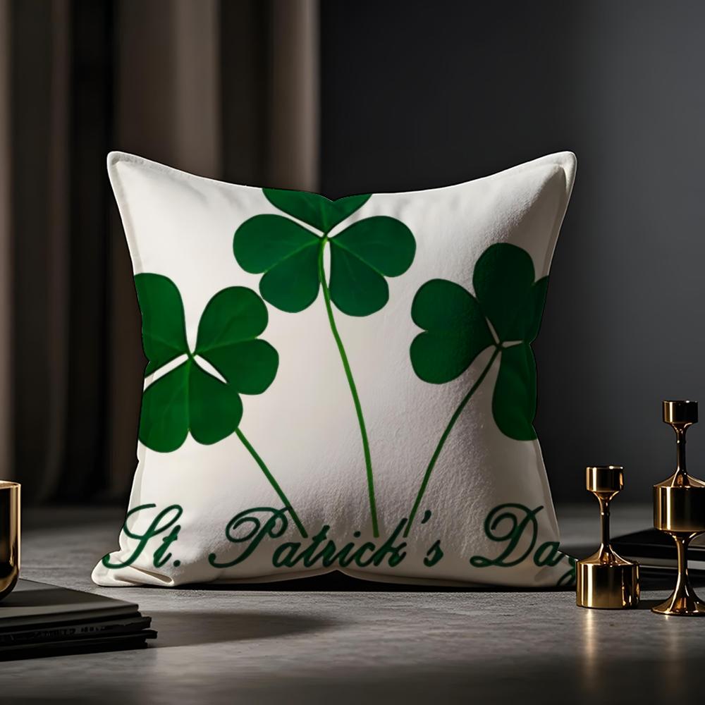 Irish Print Cushion Cover Anti-dustmite Pillowcase Invisible Zipper Silky Short Plush Sofa Cushion Cover