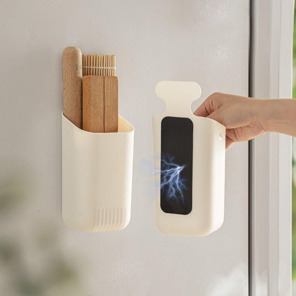 Punch-free Magnetic Storage Box Plastic Wall-mounted Storage Box Drinking Straws Dispenser  Cabinet