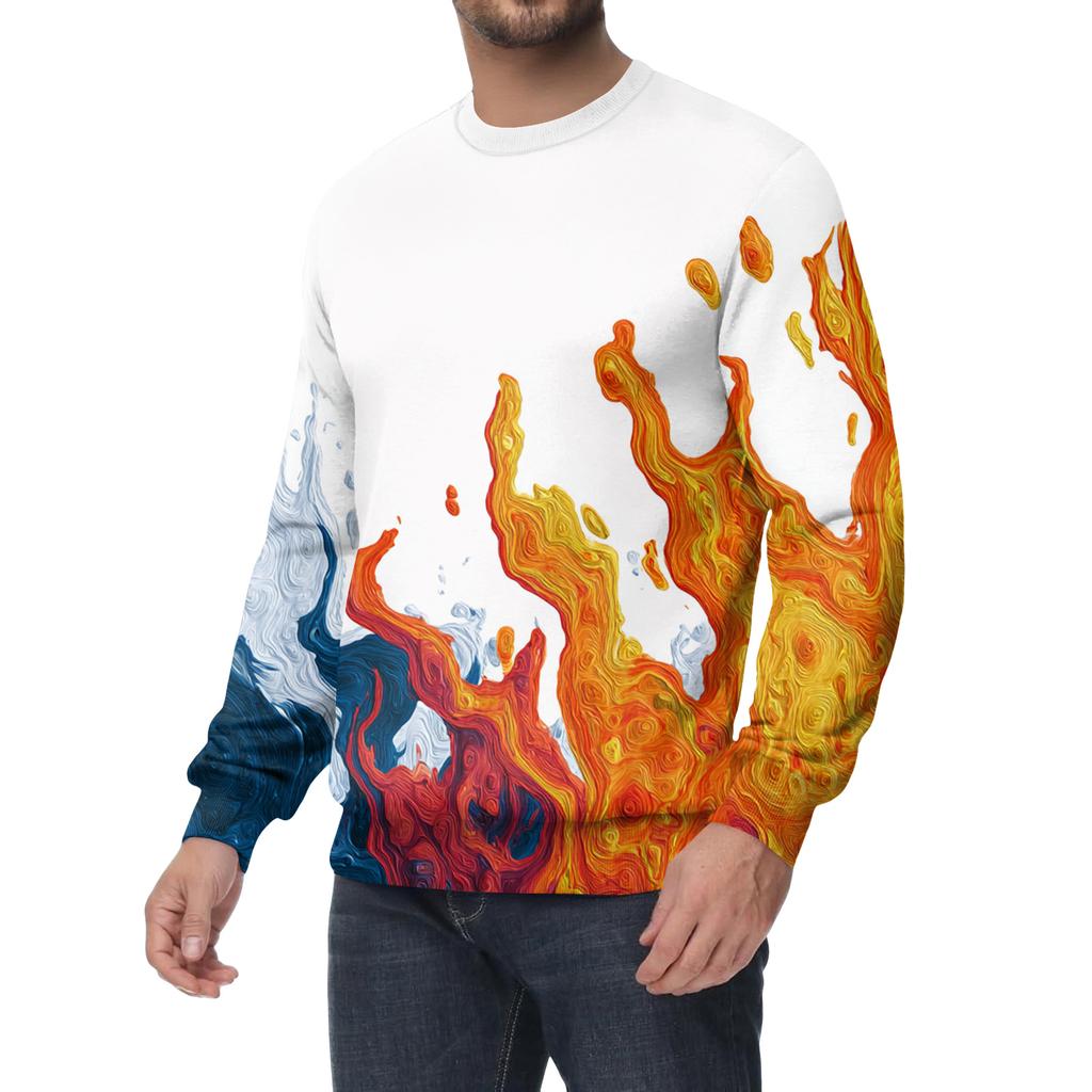 Men's Casual Fashion Printed Round Neck Pullover Sweatshirt