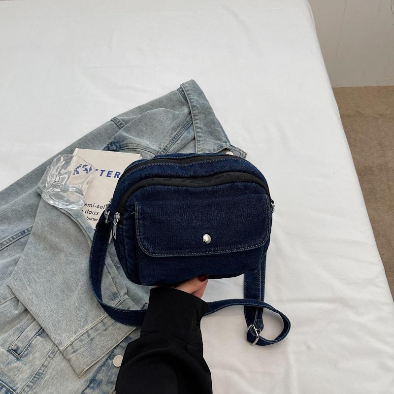 

New simple small square bag versatile casual shoulder bag college student class crossbody mobile phone bag темно-синий