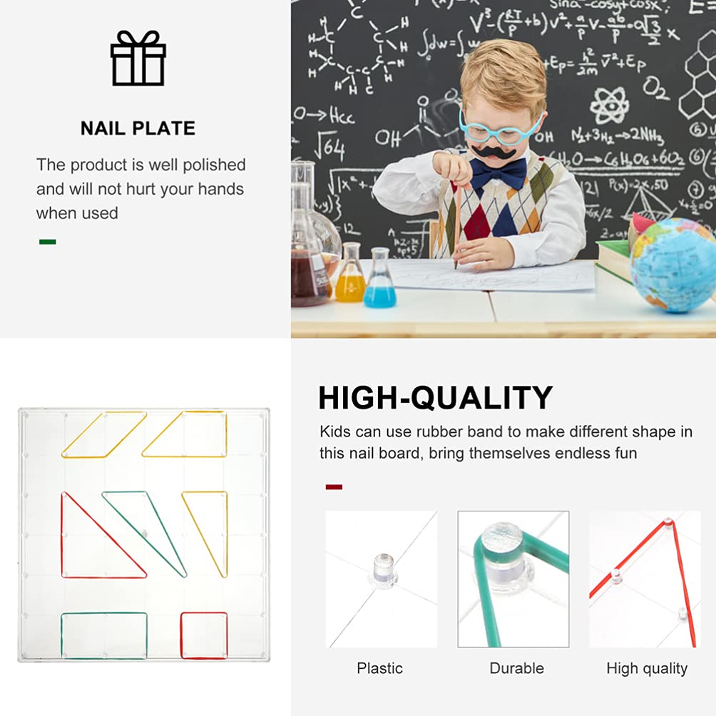 Toyvian Geometric Boards, Set of 3, with 30 Rubber Bands. A lightweight and portable learning board for children's math.