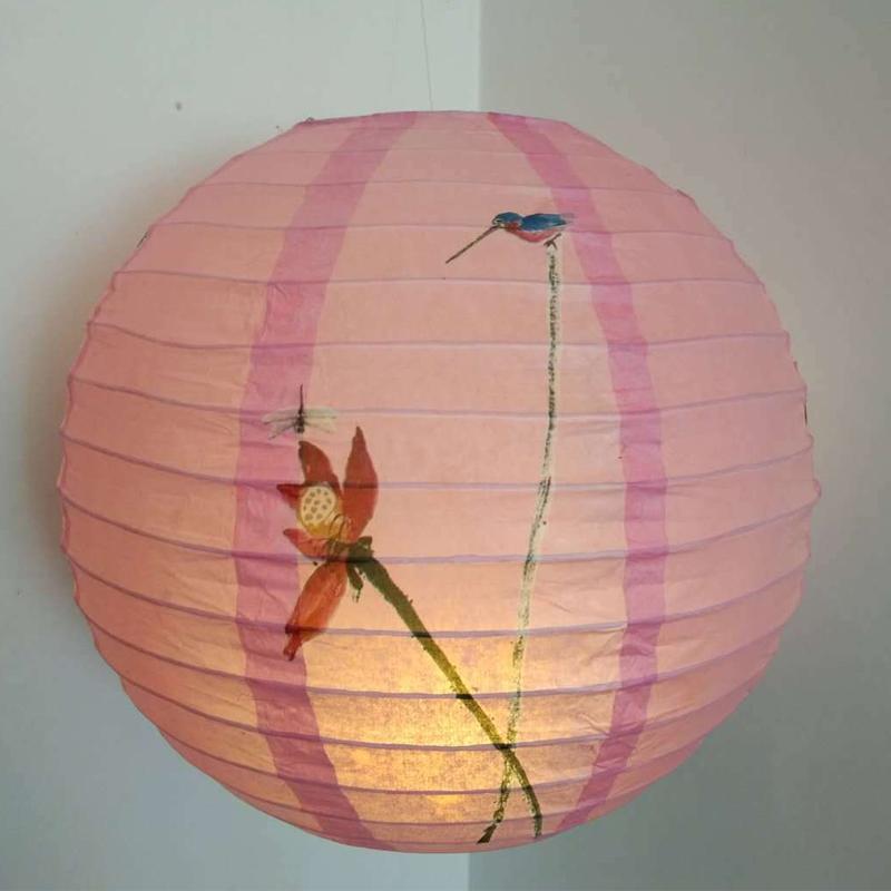 2 Pcs 30cm Lampshade Paper Lantern Chinese Oriental Style Light Decoration Round Paper Lanterns Wedding New Year Party Ornaments
