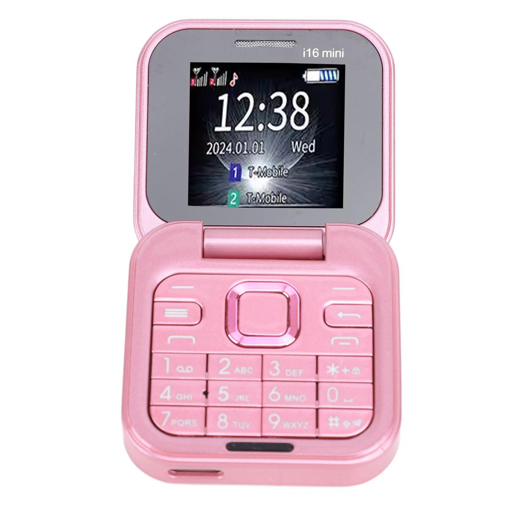 Kleines Klapphandy, faltbar, interner und externer Doppelbildschirm, HD-Kamera, Klapphandy, Pink