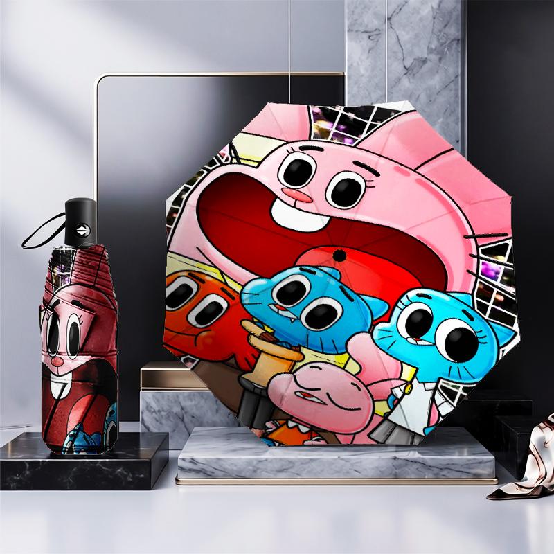 Gum-ball's Amazing World Umbrella Folding umbrella, automatic umbrella 8-Frame for Travel, camping Use Gift for Halloween Christmas