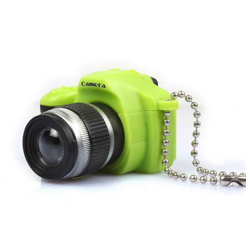 DSLR Camera Keychain with LED Light and Sound - Creative Gift Pendant No Key Ring Shell, No Light, No Sound зелёный