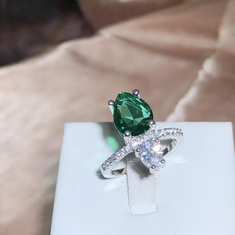 High End Modering für Damen Smaragdring Klassischer Wassertropfenring