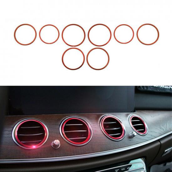 8 Pieces Aluminum Car Front AC Air Outlet Vent Ring Cover For Benz E 2016 17 18