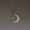 925 Sterling Silver Plated Zircon Star and Moon Pendant Necklace Women Light Luxury Jewelry Gift