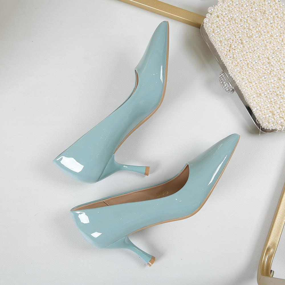 Fashion Women Patent Leather High Heels Spring and Autumn Fashion Pointed Toe Thin Heel Work Shoes for Women Banquet Wedding High Heels