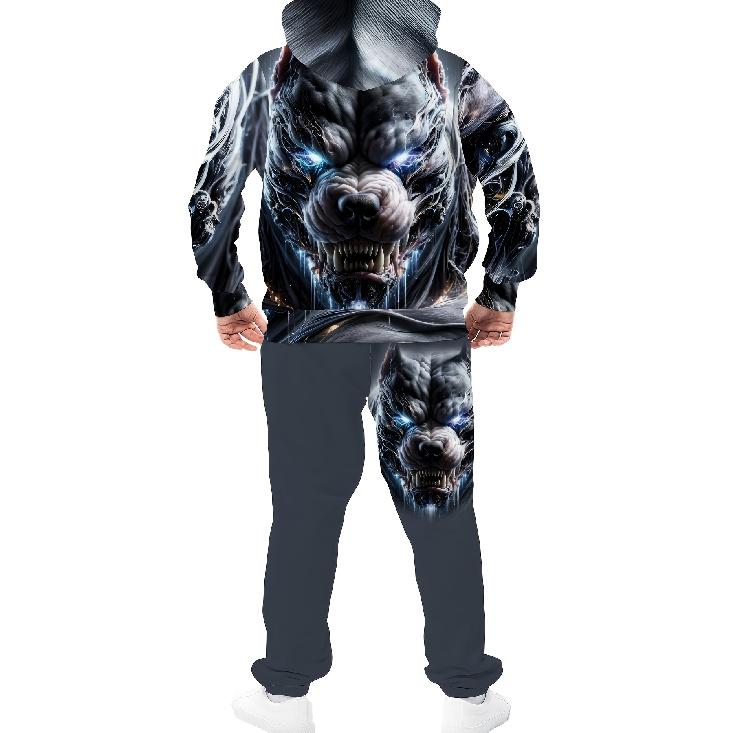 Men'S 3D Dragon Graphic Hoodie And Jogging Pants - Trendy And Comfortable Attire for Spring And Autumn