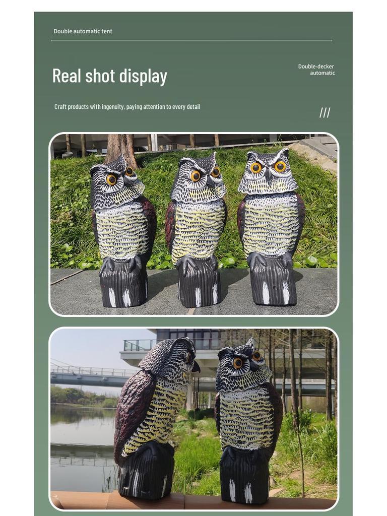 360° Rotating Owl Garden Ornament: Realistic Outdoor Bird Decoy
