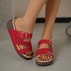 Fashion hollow breathable slope heel slippers women's summer new beach slippers muffin thick bottom women's cool slippers