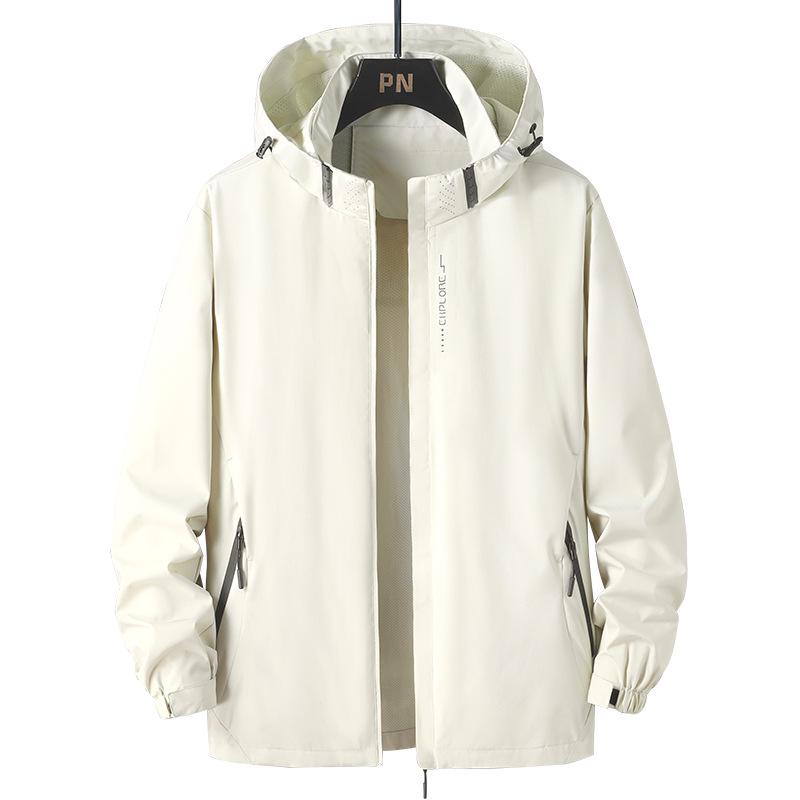 Windproof Waterproof Hooded Jacket for Couples - Versatile Spring/Autumn Outerwear for Trendy, Casual Mountaineering.