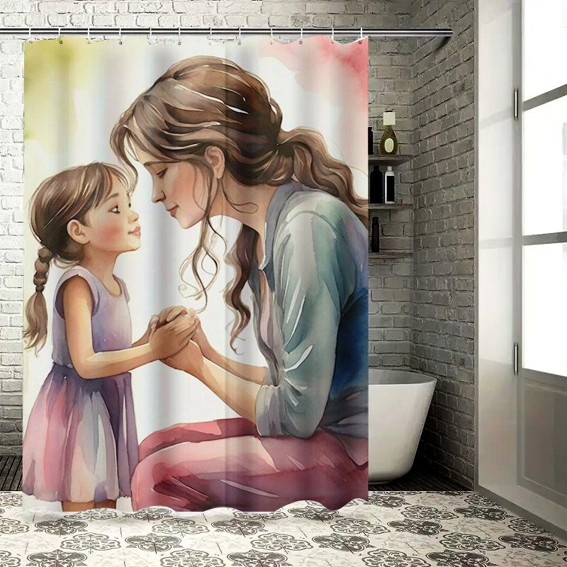 Mother And Daughter Bonding Waterproof Shower Curtain