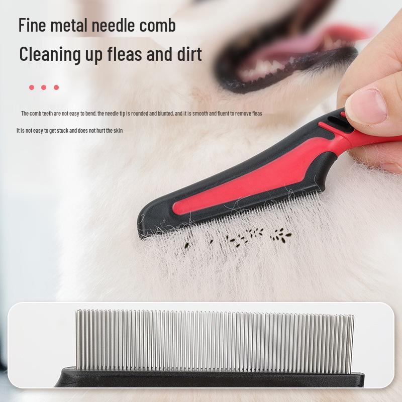 Double Row Pet Comb for Dogs and Cats - Detangles, Smooths, and Removes Lice