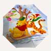 Winnie the Pooh & Friends Christmas Holiday Cartoon Umbrella, Portable 3-Fold Compact Umbrella, Suitable for Camping, Hiking and Travel, Ide