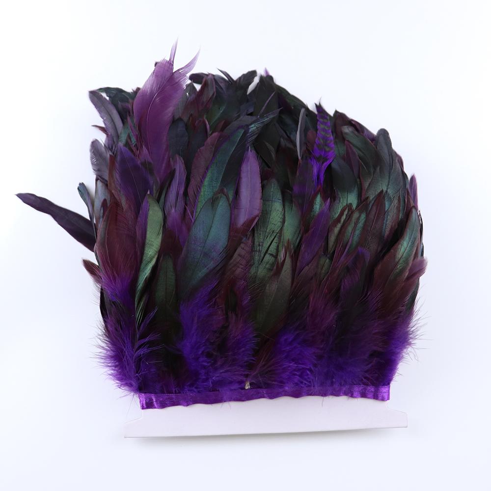 1 Meter Balck Rooster Hair Natural Feathers  Trim Fringe 13-18cm Ribbon for Sewing Clothing Party Decorations Craft Accessories