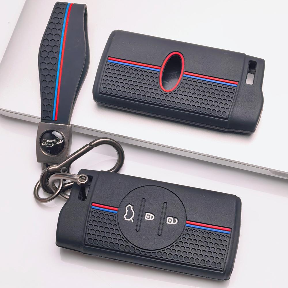 Honeycomb Car Key Cover for Chery Tiggo 2 Tiggo 3X Tiggo 4 Tiggo 5X Tiggo 7 Pro Tiggo with Keychain Honeycomb Texture Racing Stripe Key Fob Protector