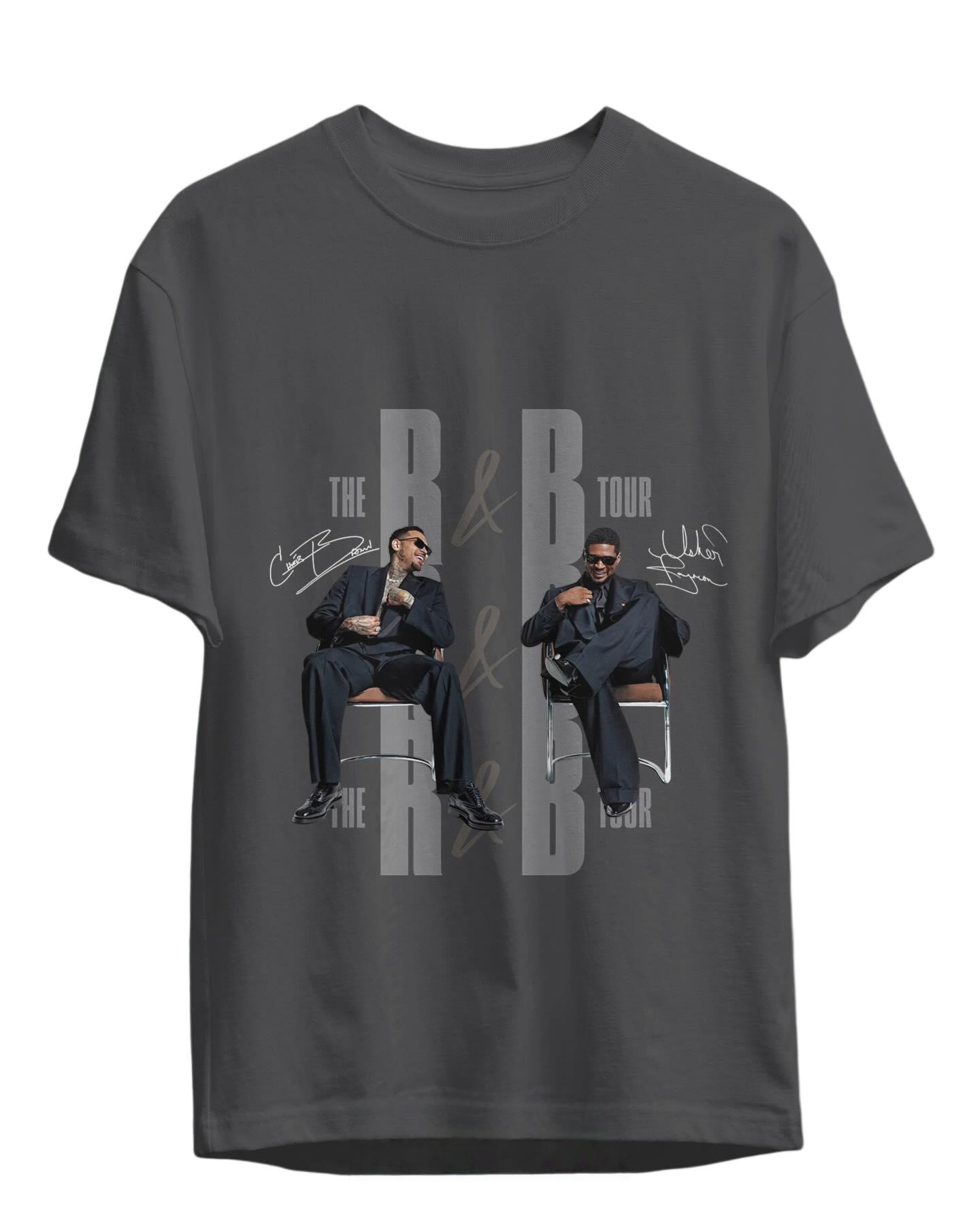 

2026 Chris Brown and Usher Raymond Brown RnB Tour Graphic Unisex T Shirt Unisex Cotton Short Sleeve Y2k Oversized Tee Women Top 4XL