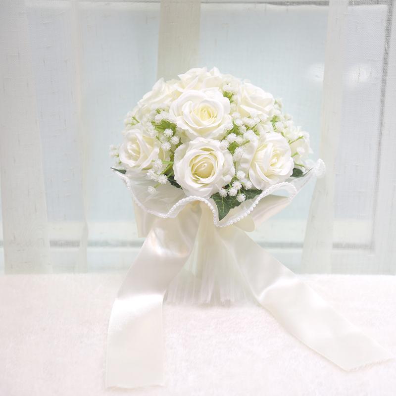 1PC Buquê de Rosas Brancas Artificiais Presentes de Aniversário Detalhe de Renda Adereços de Fotografia de Natal Estilo Boêmio Várias Opções Disponíveis