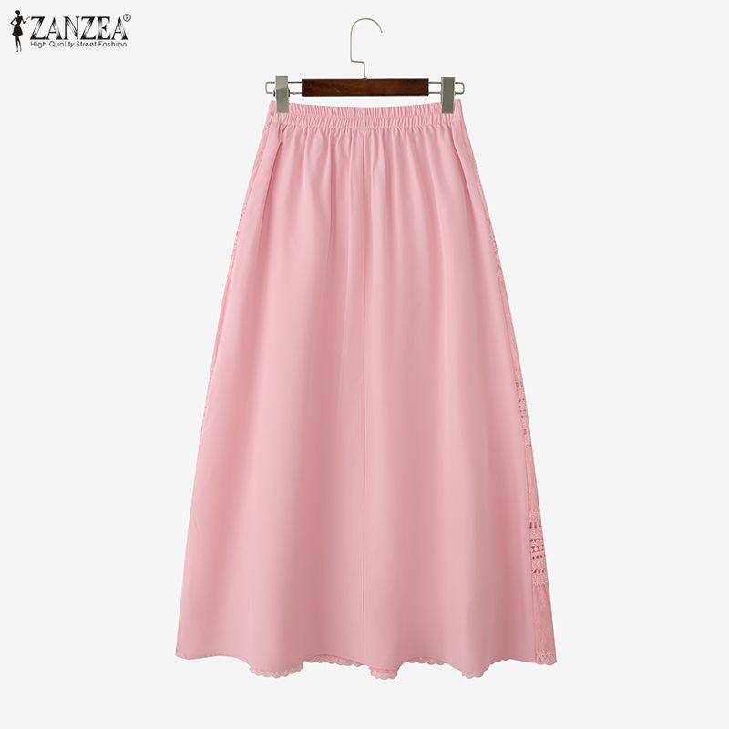 ZANZEA Women Summer Fashion Lace Crochet Patchwork Casual Long Skirts