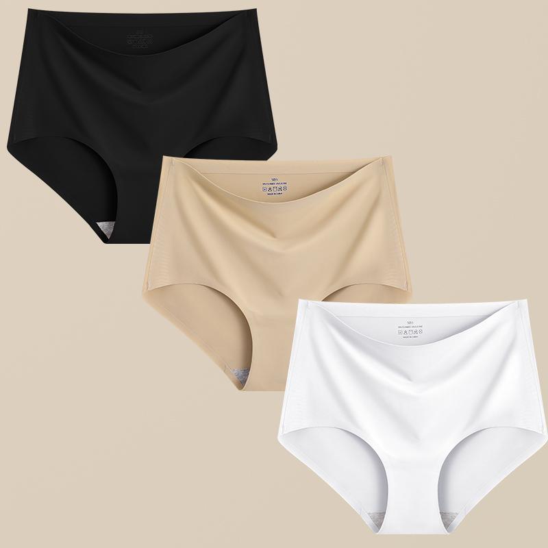 FINETOO 3Pcs Women's Panties Seamless Underwear Invisibles Briefs High Waist Full Coverage Breathable Moisture Wicking Underpant