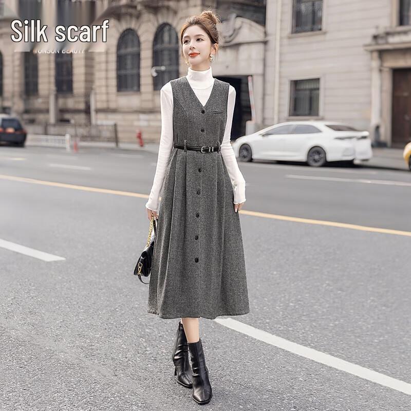 

Жіноча міді-сукня-жилет з вовни ягняти з V-подібним вирізом SiboShe M