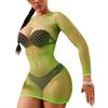 Y2k Beach Wear Mesh Colors Dress Hollow Out Fishnet Hip Skirt Night Dress Women Sheer Sexy Lingerie See Through Mesh Nightwear