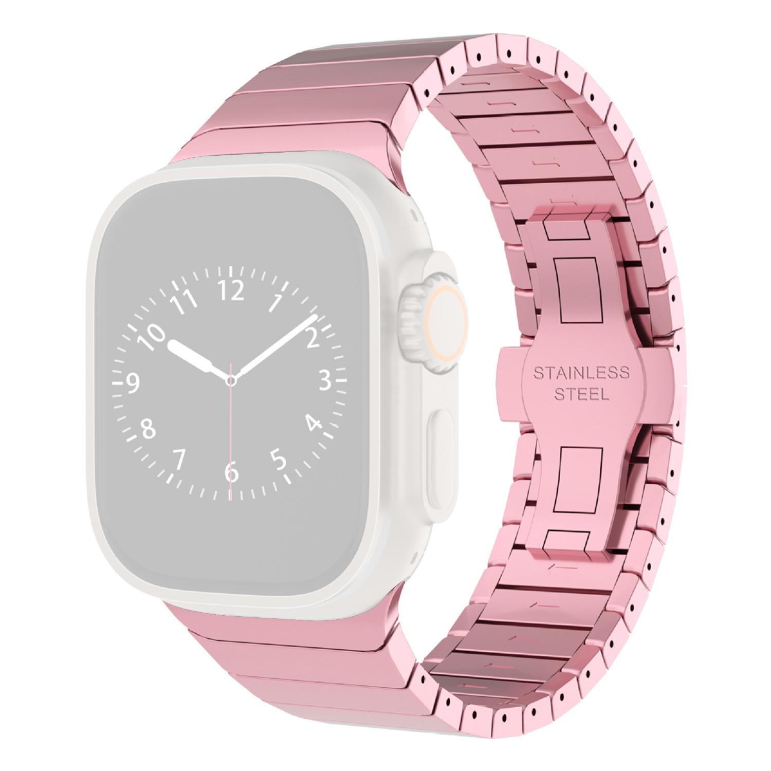 

KALEBOL Браслет з нержавіючої сталі для Apple Watch Series 10 9 8 7 SE 6 5 4 3 2 1 42мм 41мм 40мм 38мм Браслет з намистинками у вигляді бамбукових ланок Pink