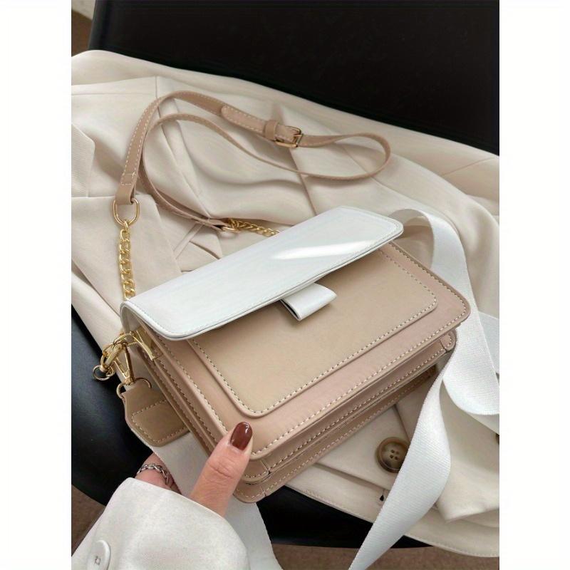 Fashionable Minimalist Color Block One Shoulder Diagonal Crossbody Bag