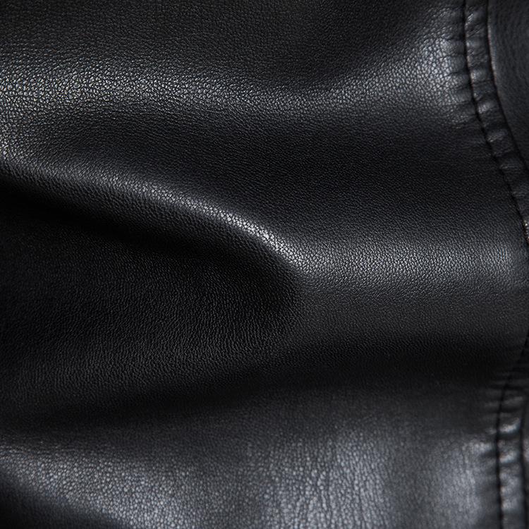 Men's Casual PU Leather Motorcycle Jacket with Stand Collar