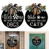 Welcome Sign for Front Door Round Wood Hanging Door Plaque Hope You Like Dogs/Cats Farmhouse Porch Decorations