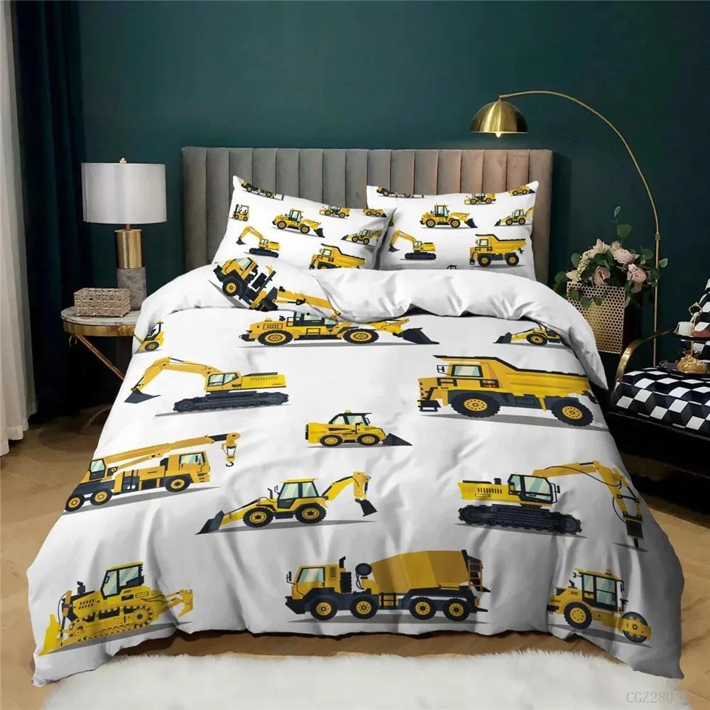 Jungen Kinder Heimtextil Bettwäsche Sets Baufahrzeug LKW Dick Warm Bettbezug 135x200 /180x210 Teenager Jungen Bettwäsche Set