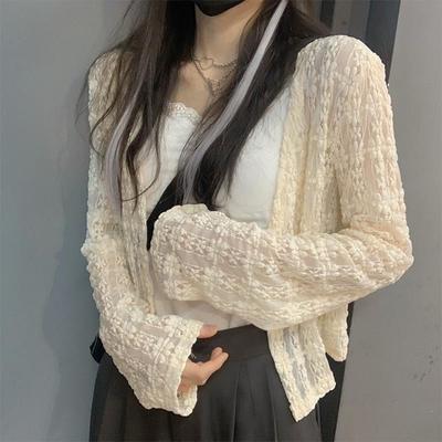 Protetor solar Top Verão Novo Renda Xale Oco Cardigan Jaqueta Fina