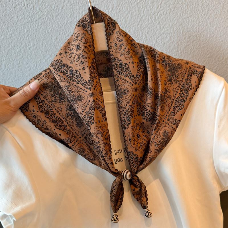 British lace plaid beaded triangular scarf, fart curtain, women's stacking wears high-end fashion waist accessories, fart-covering silk scarf skirt