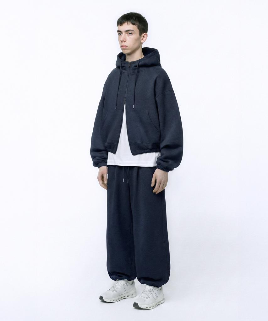 PRINOAR String Single-Pleat Wide Pants - Navy
