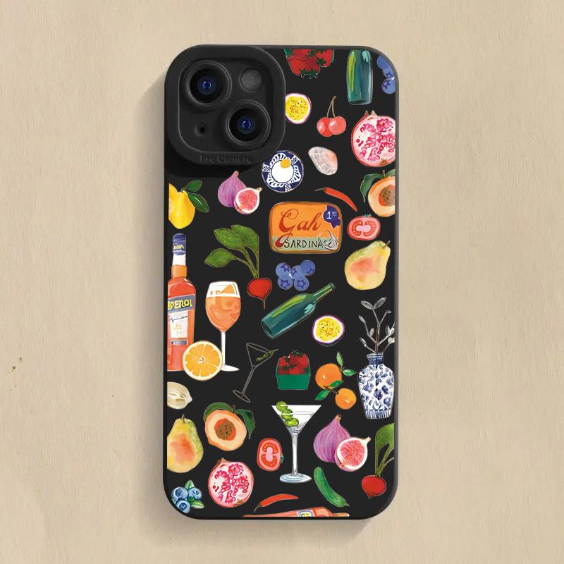 Fruit Juice Flower Pattern Phone Case For Xiaomi Redmi 13C 14C 12 Redmi Note 14 13 12 11 Pro Plus 5G 12S 11S 10S Soft Cover