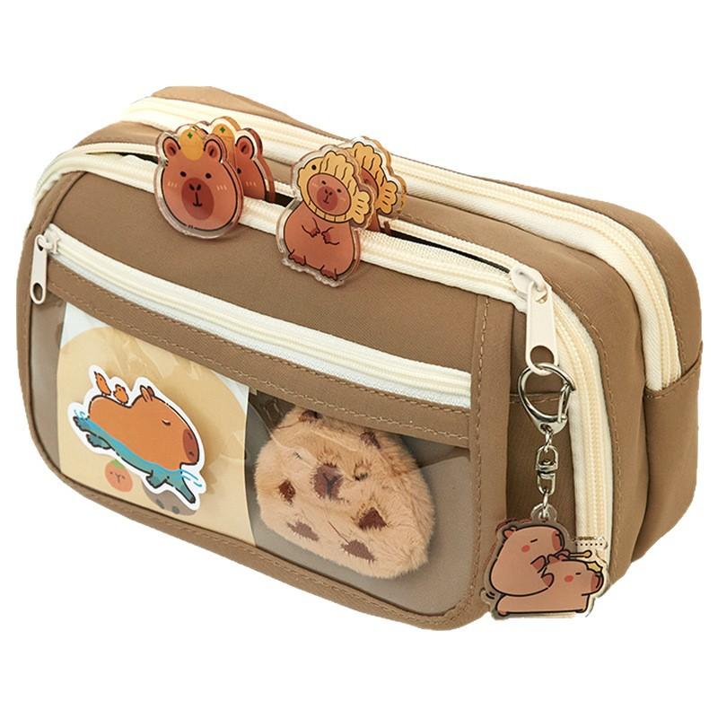 Capybara Pencil Case Large Capacity Multi-Layer Cute Stationery Bag for School Girls Kids Pen Pouch Organizer