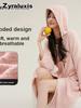 Women's Plush Bathrobe with Hooded Sleepwear for Warm Cozy Comfort