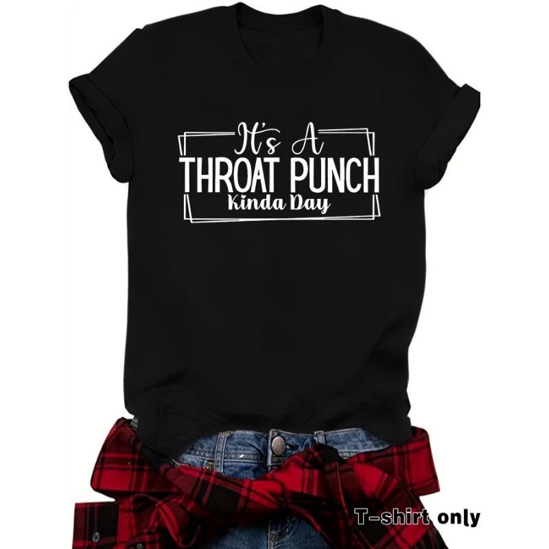 Summer Round Neck 3D Letters' THOAT PUNCH ' Print Top Fashionable Casual Short Sleeved Women's T-shirts
