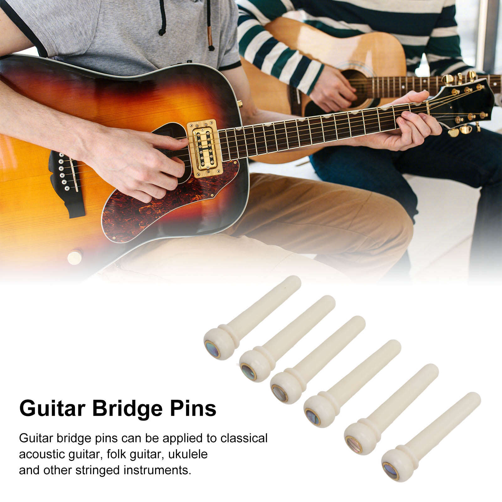 

6 шт. гитарные колышки, простая замена, отличное качество изготовления, натуральные цвета, штифты для гитары для народной гитары, гавайской гитары(БФЛГ Белый 06 )