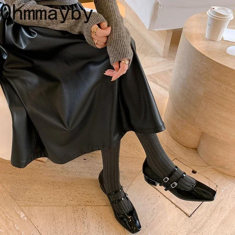 Spring Women Mary Jane Shoes Ladies Fashion Shallow Square Toe Thick High Heel Women's Elegant Red Ballerinas Shoes