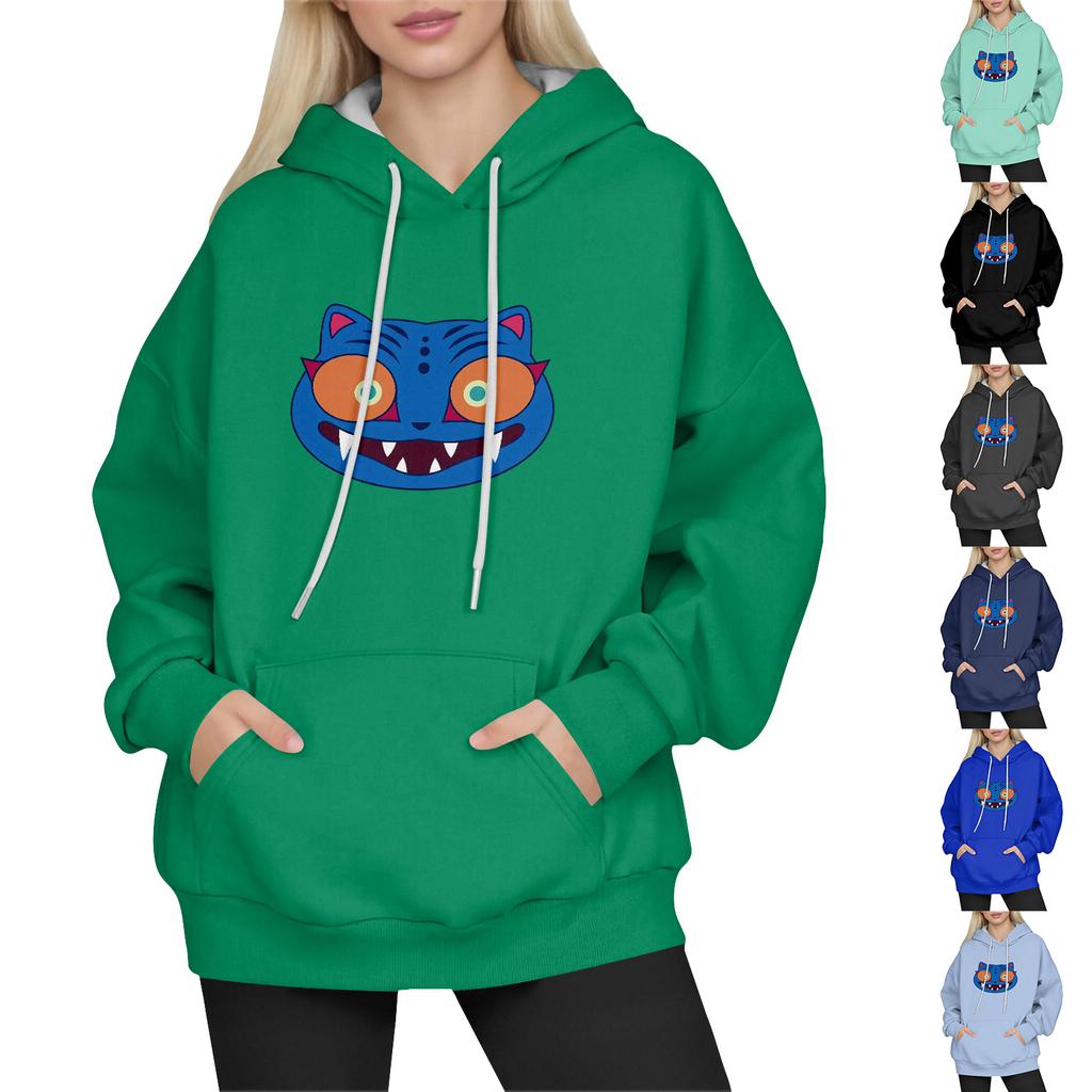 Women's Fashion Long-Sleeve Pullover Hoodie with Fun Movie-Inspired Prints