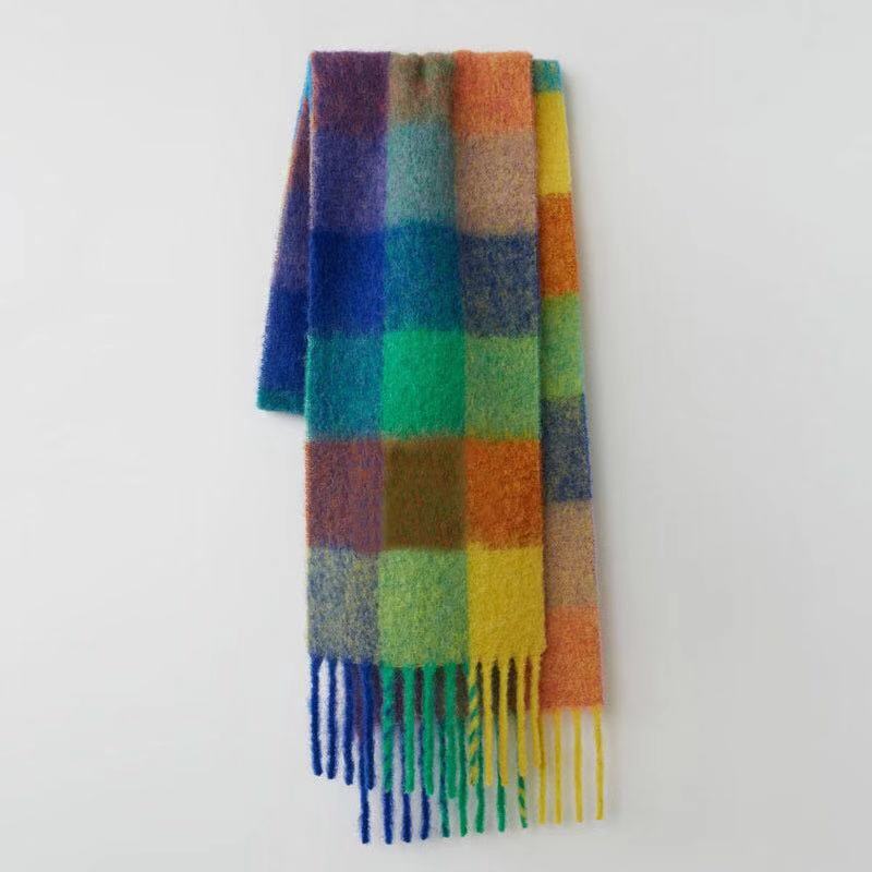 Sciarpa Invernale a Quadri in Cashmere Sciarpa alla Moda Sciarpe a Quadri Colorate Scaldano il Collo degli Studenti e Più Spessa Sciarpa Inverno Donna