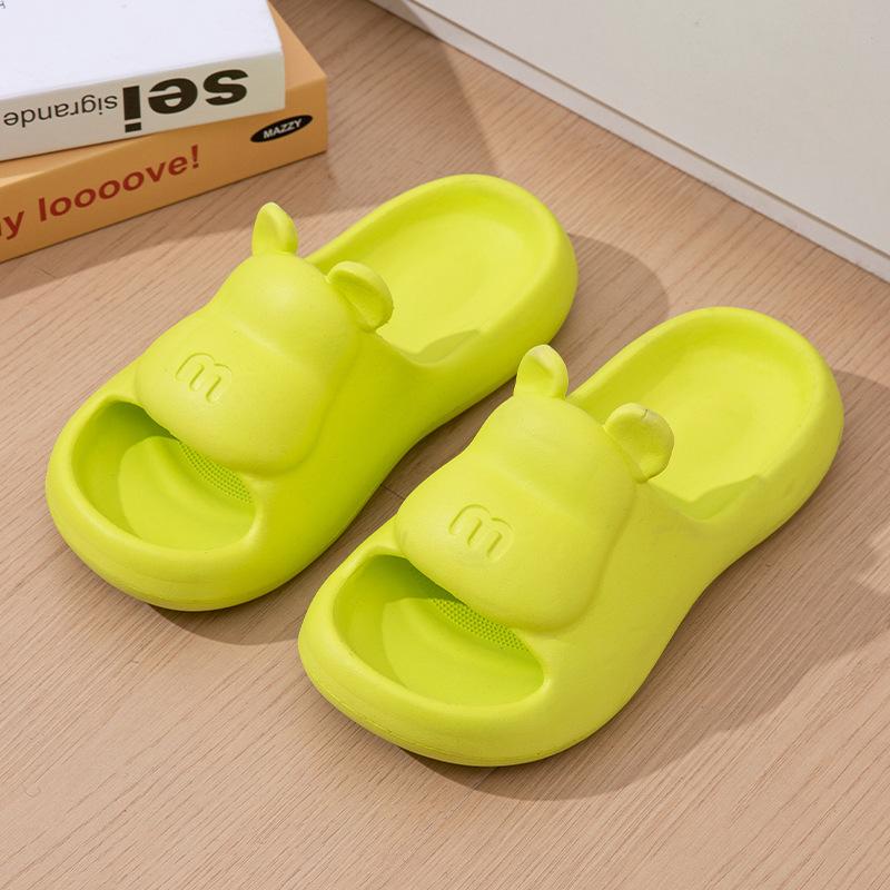 Women Spring Summer Large Size Soft Thick Bottom Indoor Slippers Casual Bear Solid Color Anti Slip Bathroom Slippers 36-45