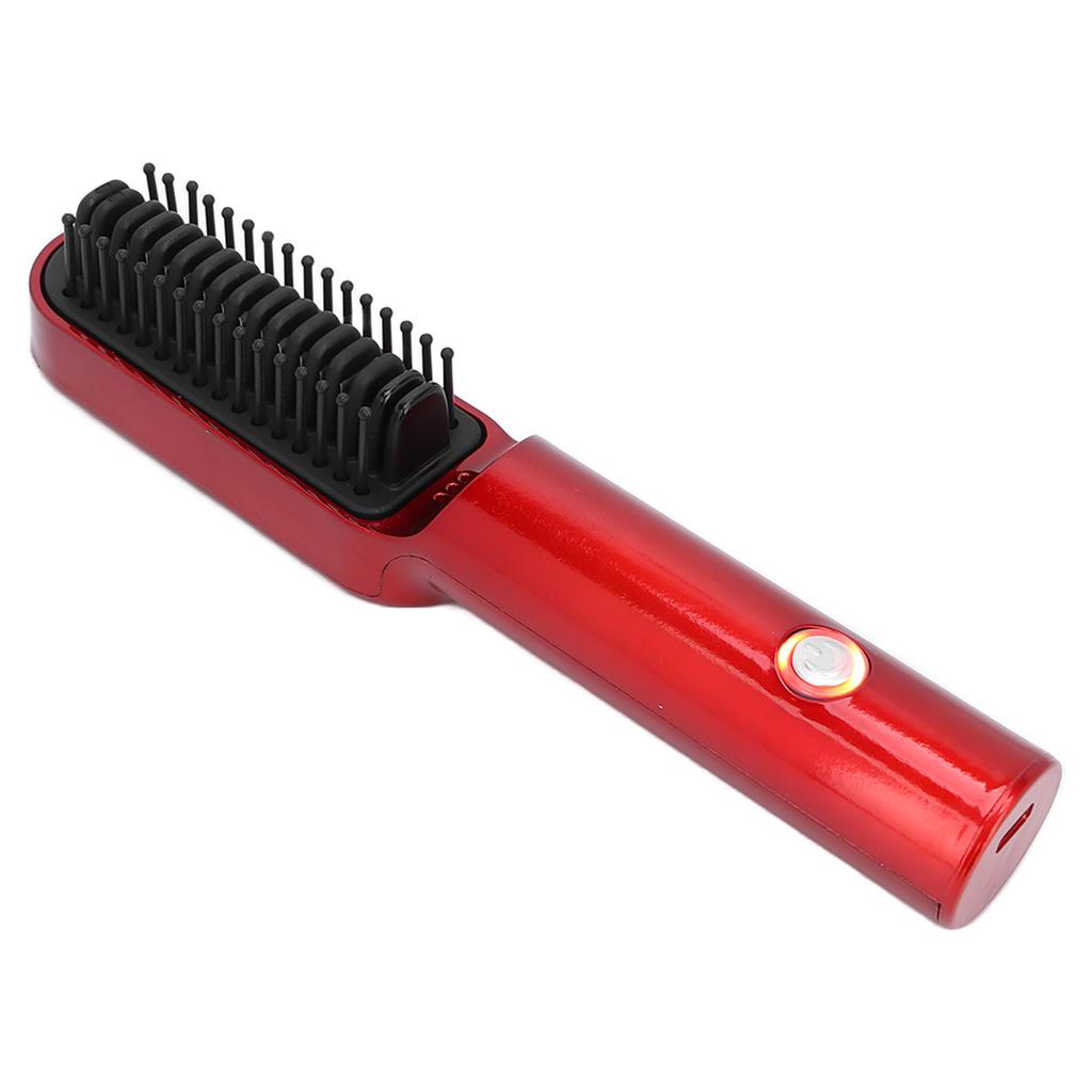 Hair Straightener Brush Fast Heating Anti Scald Professional Hair Curler Comb for Home SalonRed