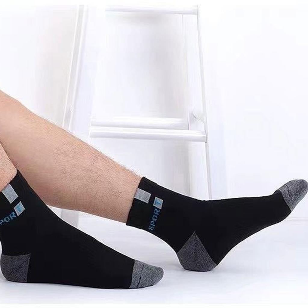 5 Pairs Socks For Men Sport Breathable Soft Letter Fashion Sneakers High Elastic Middle Tube Stocking Towel Sox Summer Running
