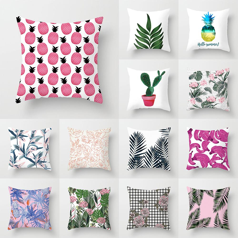 

Тропическое растение Лист Принт Шаблон Подушка Чехол Дом Гостиная Диван Украшение Квадратная Полиэстер Подушка Наволочка
