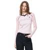 Jinyujie Women's Slim Fit Patchwork V-Neck Long Sleeve T-Shirt
