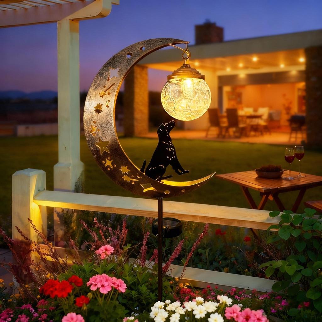 Solarbetriebene Rasenleuchten Hundefigur Glaskugel Erdspieß Garten Dekorative Lichter Ideales Festivalgeschenk